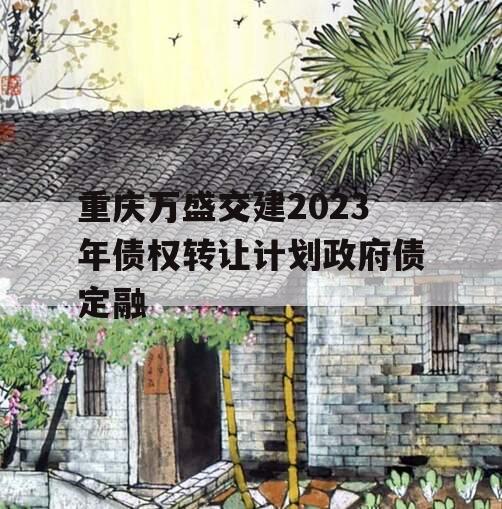 重庆万盛交建2023年债权转让计划政府债定融