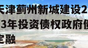 天津蓟州新城建设2023年投资债权政府债定融