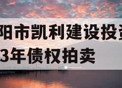 资阳市凯利建设投资2023年债权拍卖