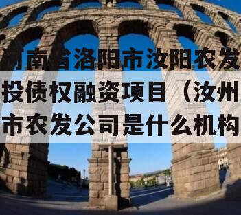 河南省洛阳市汝阳农发投债权融资项目（汝州市农发公司是什么机构）