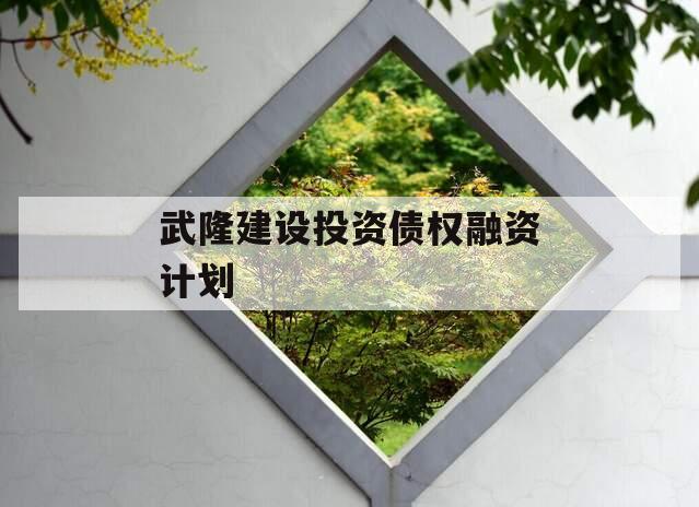 武隆建设投资债权融资计划