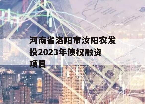 河南省洛阳市汝阳农发投2023年债权融资项目