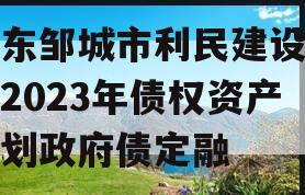 山东邹城市利民建设发展2023年债权资产计划政府债定融