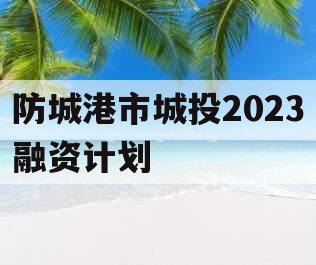 防城港市城投2023融资计划