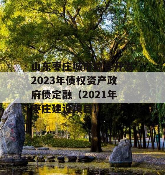 山东枣庄城市综合开发2023年债权资产政府债定融（2021年枣庄建设项目）