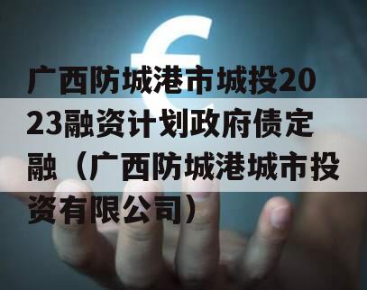 广西防城港市城投2023融资计划政府债定融（广西防城港城市投资有限公司）