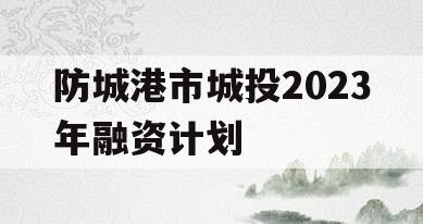 防城港市城投2023年融资计划