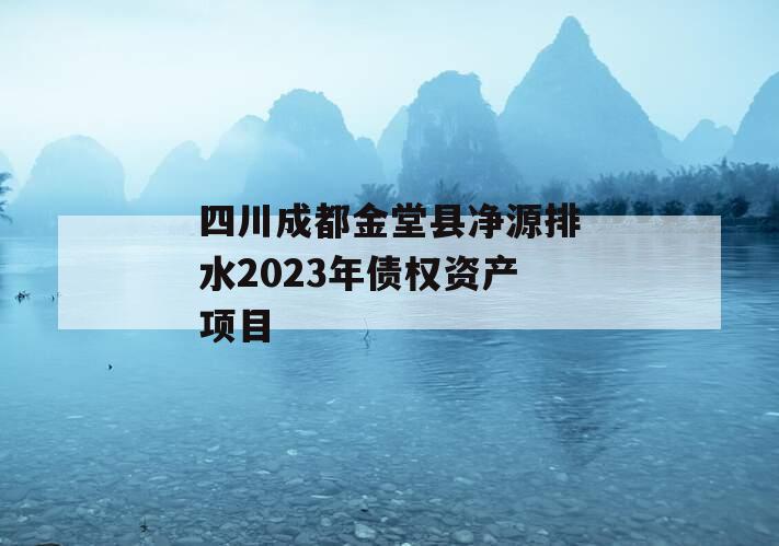 四川成都金堂县净源排水2023年债权资产项目