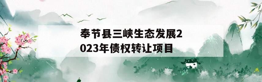 奉节县三峡生态发展2023年债权转让项目