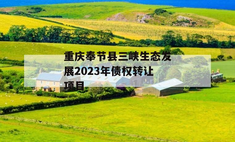 重庆奉节县三峡生态发展2023年债权转让项目