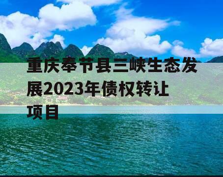 重庆奉节县三峡生态发展2023年债权转让项目