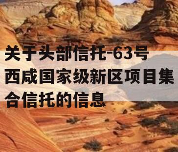 关于头部信托-63号西咸国家级新区项目集合信托的信息