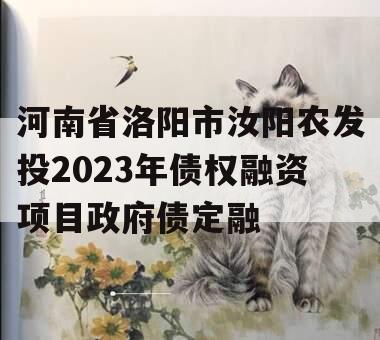 河南省洛阳市汝阳农发投2023年债权融资项目政府债定融