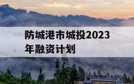 防城港市城投2023年融资计划