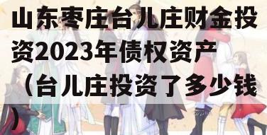 山东枣庄台儿庄财金投资2023年债权资产（台儿庄投资了多少钱）