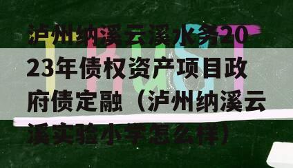 泸州纳溪云溪水务2023年债权资产项目政府债定融（泸州纳溪云溪实验小学怎么样）