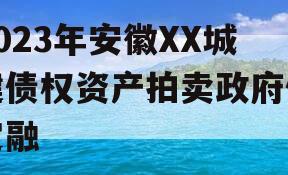 2023年安徽XX城建债权资产拍卖政府债定融