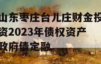 山东枣庄台儿庄财金投资2023年债权资产政府债定融