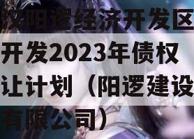 武汉阳逻经济开发区建设开发2023年债权转让计划（阳逻建设发展有限公司）