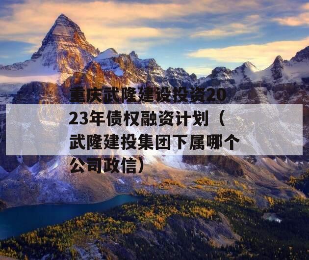 重庆武隆建设投资2023年债权融资计划（武隆建投集团下属哪个公司政信）