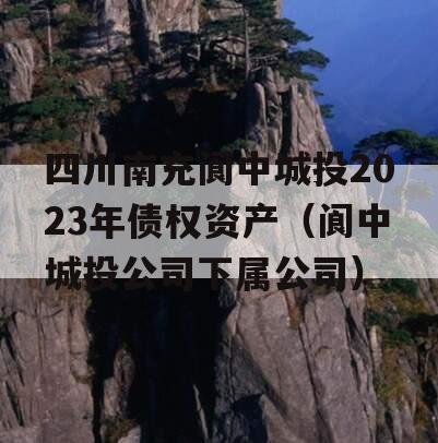 四川南充阆中城投2023年债权资产（阆中城投公司下属公司）