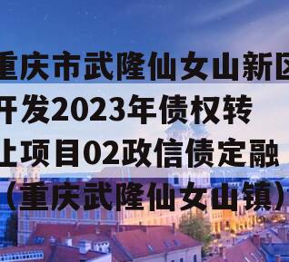 重庆市武隆仙女山新区开发2023年债权转让项目02政信债定融（重庆武隆仙女山镇）