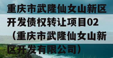 重庆市武隆仙女山新区开发债权转让项目02（重庆市武隆仙女山新区开发有限公司）