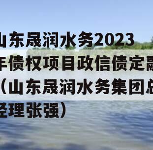 山东晟润水务2023年债权项目政信债定融（山东晟润水务集团总经理张强）