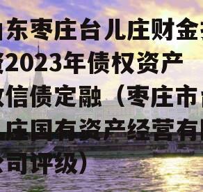 山东枣庄台儿庄财金投资2023年债权资产政信债定融（枣庄市台儿庄国有资产经营有限公司评级）