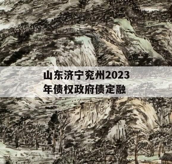 山东济宁兖州2023年债权政府债定融