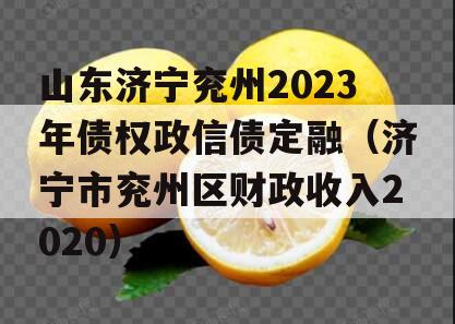 山东济宁兖州2023年债权政信债定融（济宁市兖州区财政收入2020）