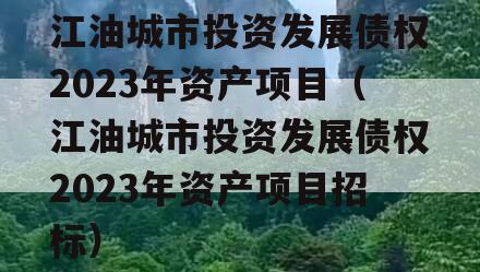 江油城市投资发展债权2023年资产项目（江油城市投资发展债权2023年资产项目招标）