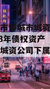 济宁市邹城市城资控股2023年债权资产（邹城城资公司下属公司）