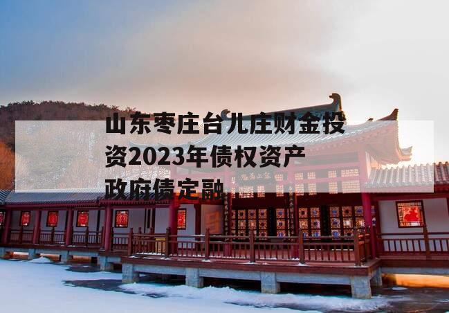 山东枣庄台儿庄财金投资2023年债权资产政府债定融