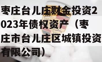 枣庄台儿庄财金投资2023年债权资产（枣庄市台儿庄区城镇投资有限公司）