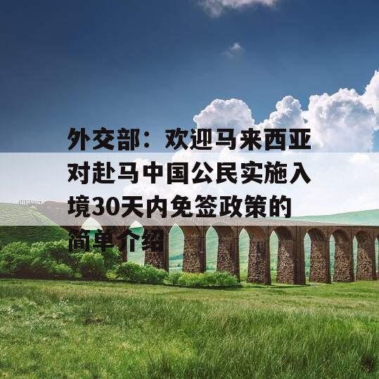 外交部：欢迎马来西亚对赴马中国公民实施入境30天内免签政策的简单介绍