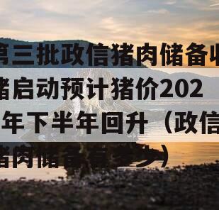 第三批政信猪肉储备收储启动预计猪价2024年下半年回升（政信猪肉储备有多少）