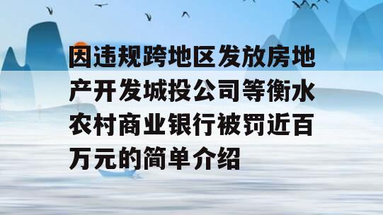 因违规跨地区发放房地产开发城投公司等衡水农村商业银行被罚近百万元的简单介绍