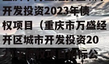 重庆市万盛经开区城市开发投资2023年债权项目（重庆市万盛经开区城市开发投资2023年债权项目招标公告）