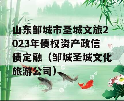 山东邹城市圣城文旅2023年债权资产政信债定融（邹城圣城文化旅游公司）