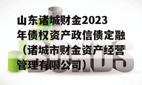 山东诸城财金2023年债权资产政信债定融（诸城市财金资产经营管理有限公司）