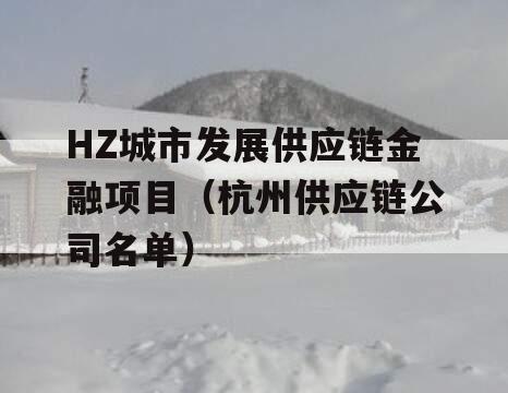 HZ城市发展供应链金融项目（杭州供应链公司名单）