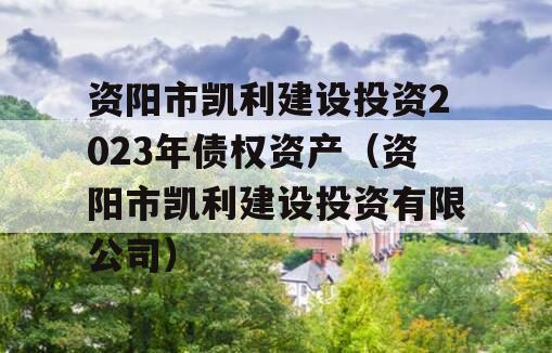 资阳市凯利建设投资2023年债权资产（资阳市凯利建设投资有限公司）