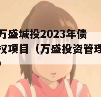 万盛城投2023年债权项目（万盛投资管理）