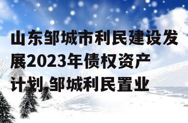 山东邹城市利民建设发展2023年债权资产计划,邹城利民置业