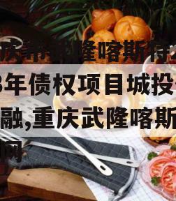 重庆市武隆喀斯特2023年债权项目城投债定融,重庆武隆喀斯特官网