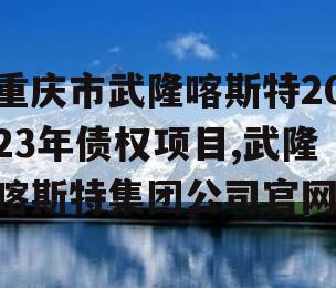 重庆市武隆喀斯特2023年债权项目,武隆喀斯特集团公司官网