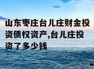 山东枣庄台儿庄财金投资债权资产,台儿庄投资了多少钱