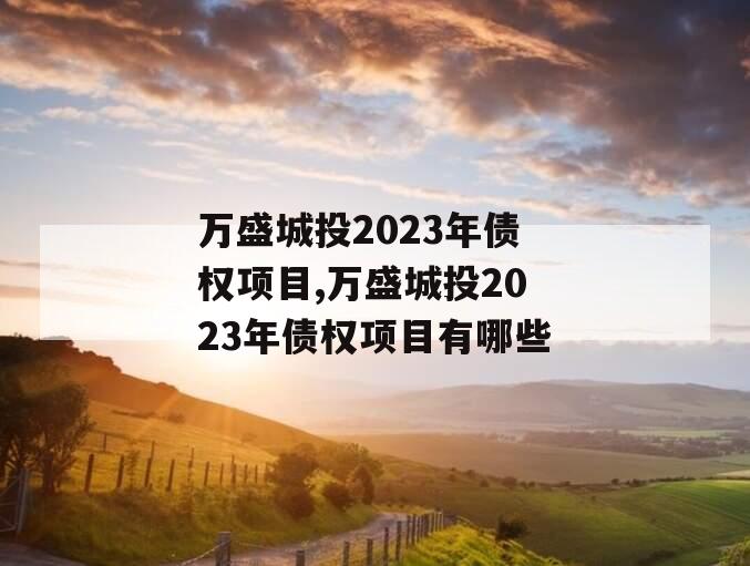 万盛城投2023年债权项目,万盛城投2023年债权项目有哪些