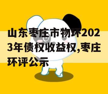 山东枣庄市物环2023年债权收益权,枣庄环评公示